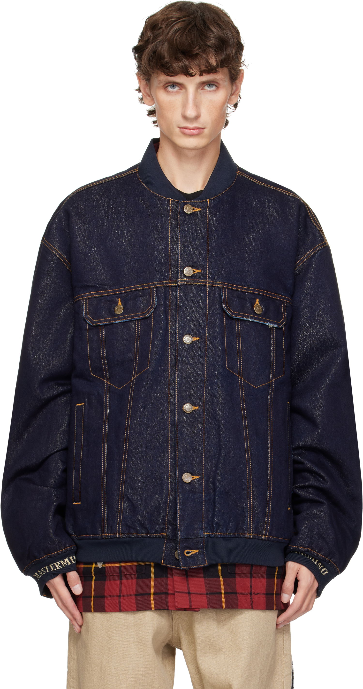 Яке бомбър Mastermind WORLD Patchwork Denim Jacket Синьо | MW24S13-BL001-016, 0