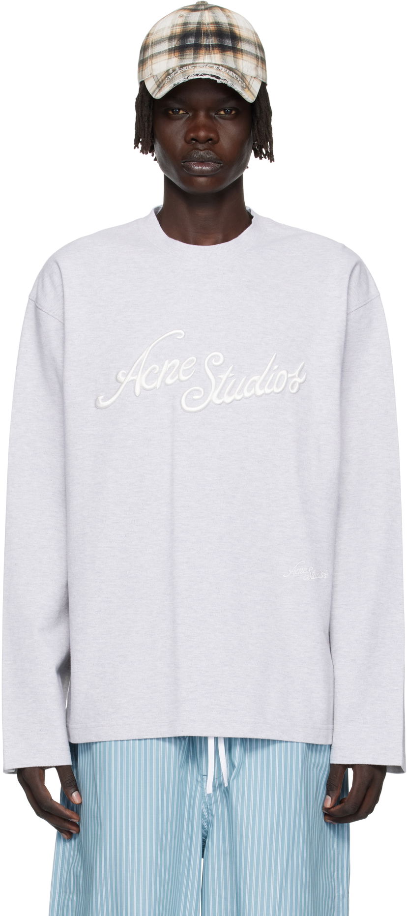 Тениска Acne Studios Acne Studios Embroidered-Logo T-Shirt Сиво | CL0369-