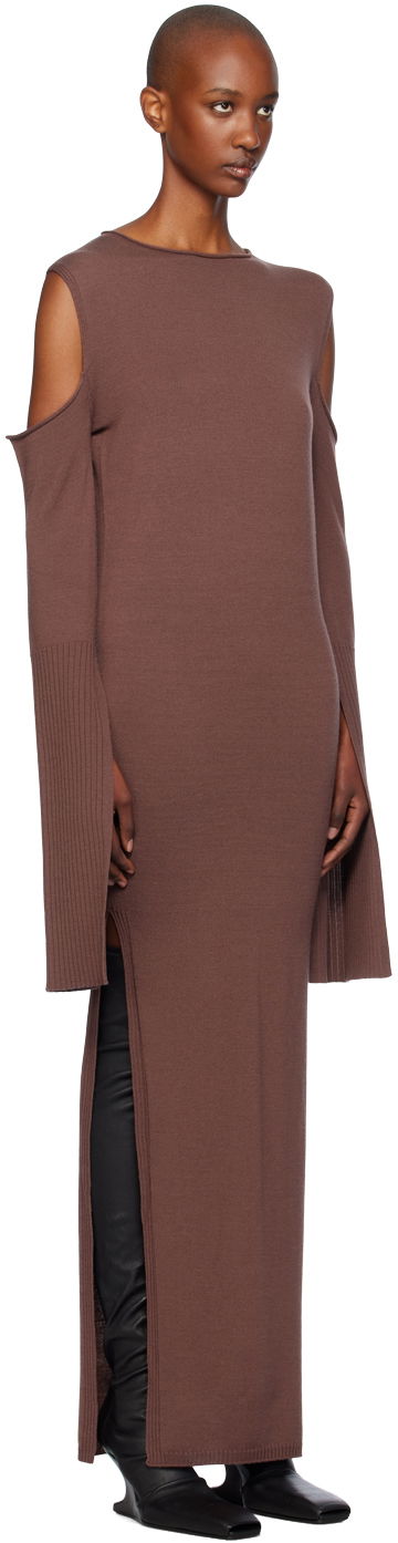 Pокля Rick Owens Rick Owens Porterville Cape Sleeve Maxi Dress Кафяво | RP02D3610 M, 3