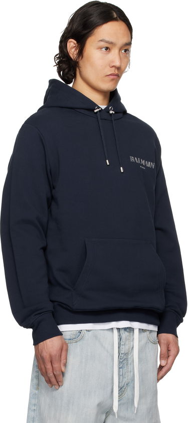 Суитчър Balmain Balmain Vintage Gel Hoodie Тъмно синьо | EH0JT047BC98, 1