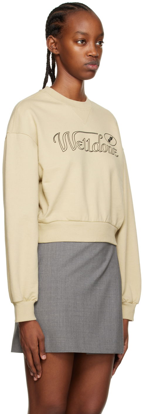 Суитчър We11done Cursive Crop Sweatshirt Бежово | WD-TS3-22-860-W-BG, 1