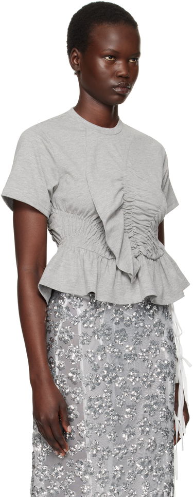 Тениска Cecilie Bahnsen Cecilie Bahnsen Ace Ruched Peplum T-Shirt Сиво | 4.24RTW11001 ACE TOP, 1