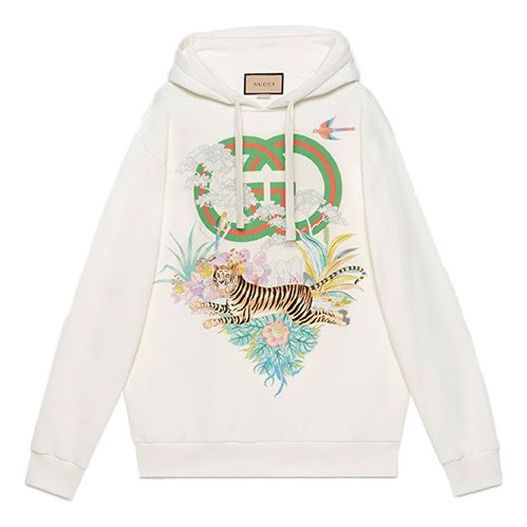 Суитчър Gucci Gucci Tiger Interlocking G Hoodie Бяло | 615061-XJD4F-9095, 0