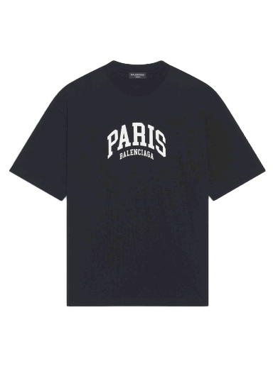 Тениска Balenciaga Cities Paris Medium Fit T-shirt Черно | 612966TLVL71070