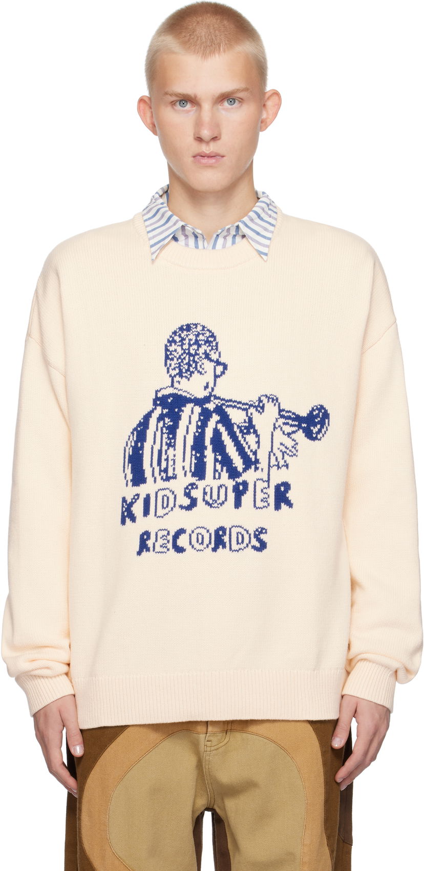 Пуловер KidSuper Sweater Records Бежово | AW24-SW-10