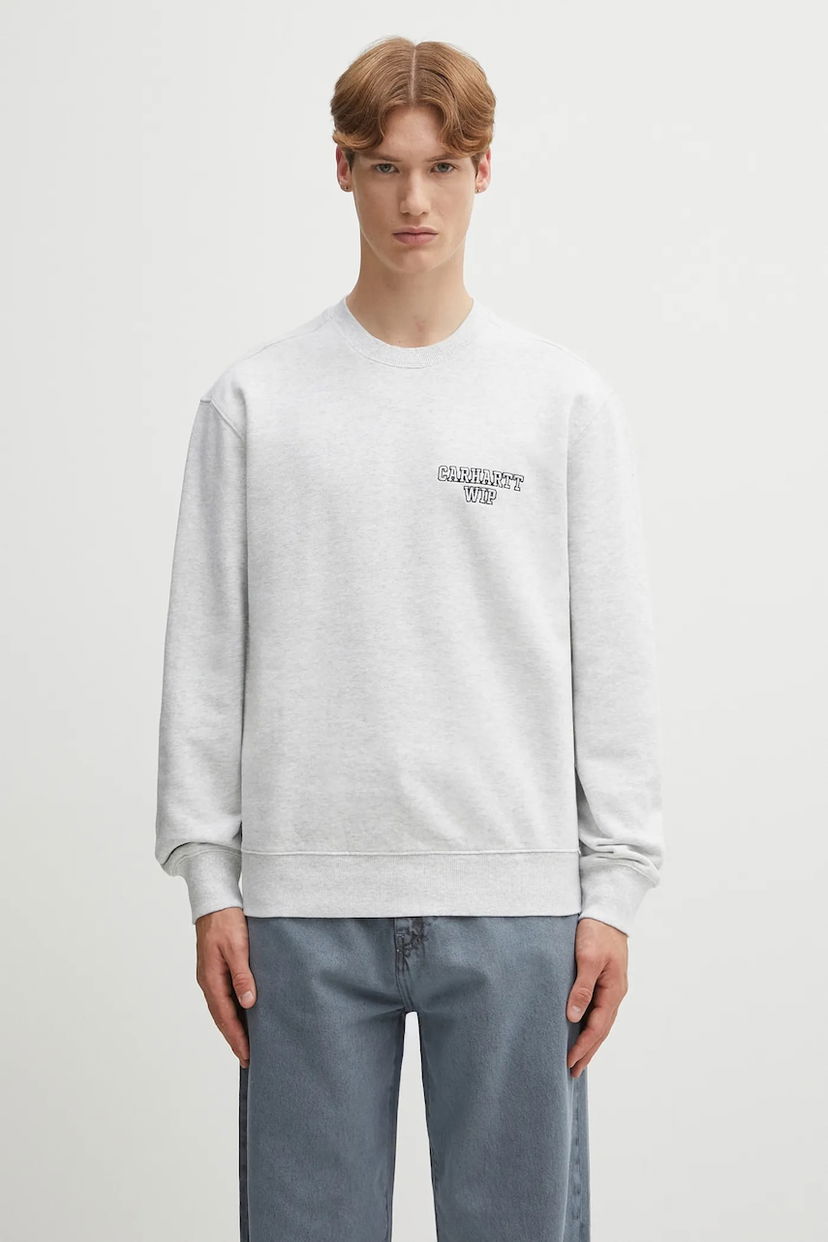 Суитчър Carhartt WIP Alumni Cotton Crewneck Sweatshirt Сиво | I035190.482XX