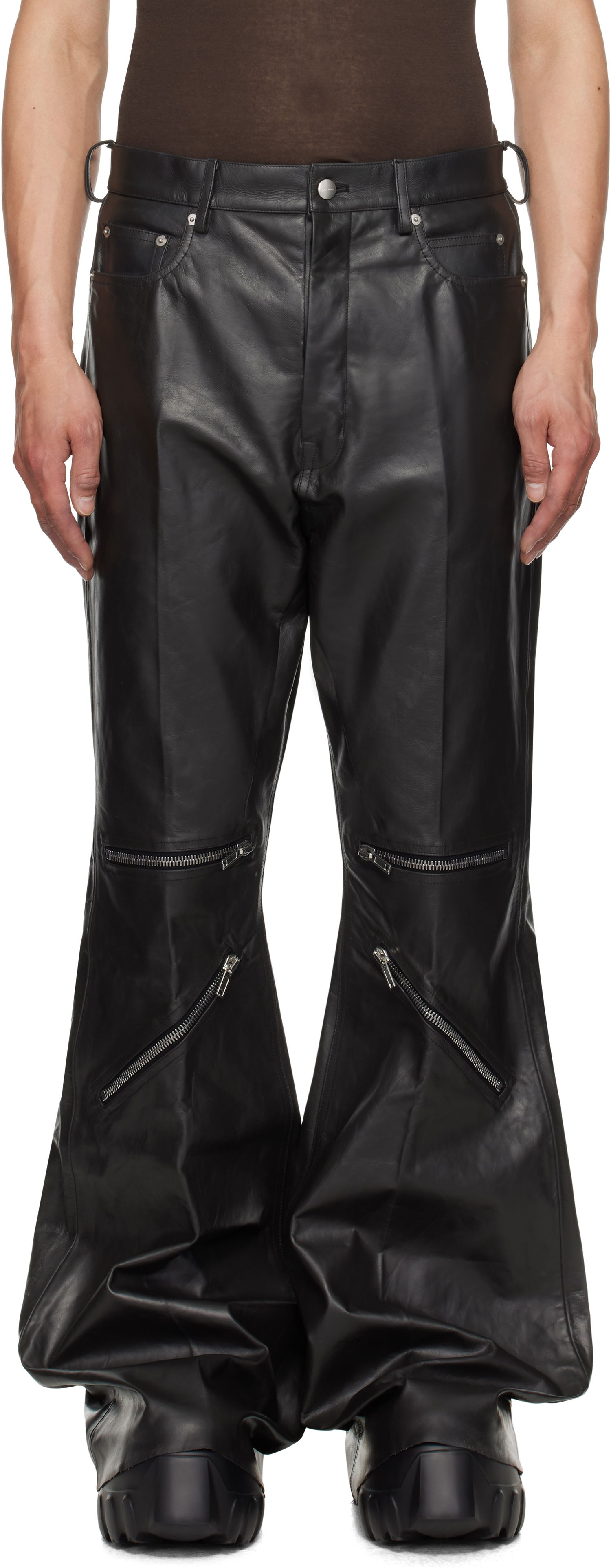 Панталони Rick Owens Rick Owens Hollywood Bolan Cargo Leather Pants Черно | RU01E5336 LTP, 0