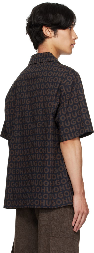 Риза BOSS Oversized-Fit Printed Cotton Poplin Shirt Зелено | 50545377, 3