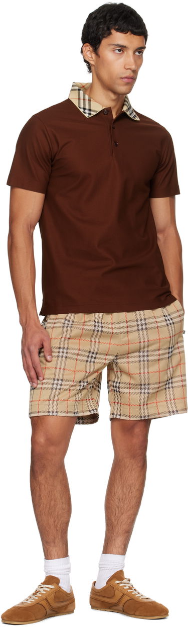 Поло тениска Burberry Burberry Check Collar Polo Кафяво | 8110945, 3