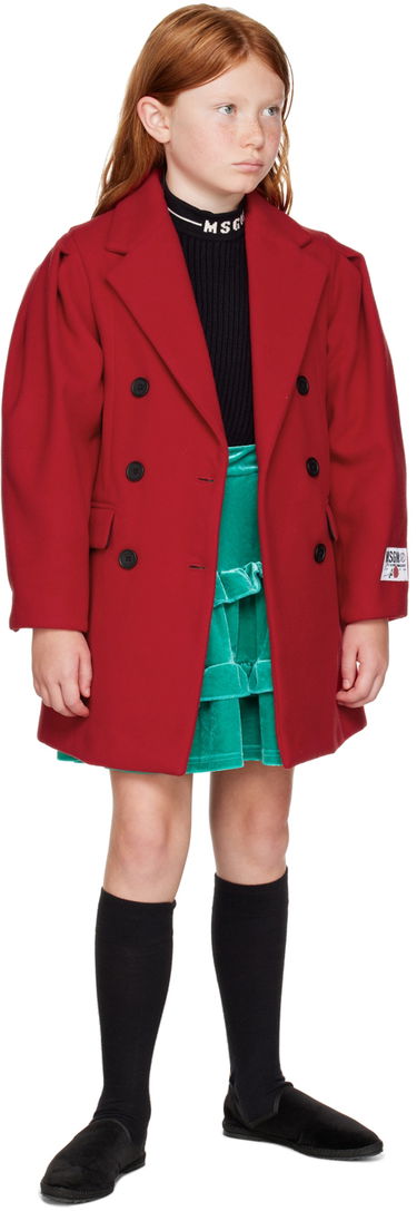 Палта MSGM MSGM Kids Double-Breasted Coat Червено | MS029142, 3