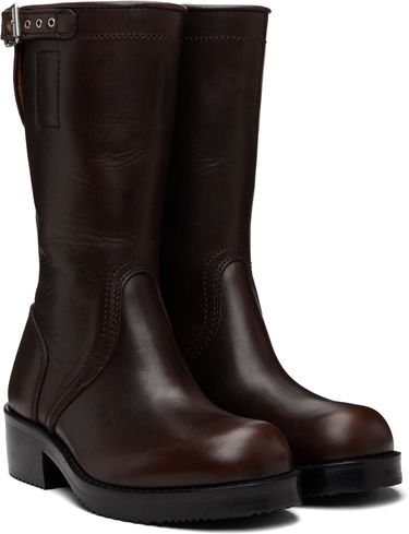 Кецове и обувки Dries Van Noten Dries Van Noten Leather Biker Boots Кафяво | 252-011748-102, 3