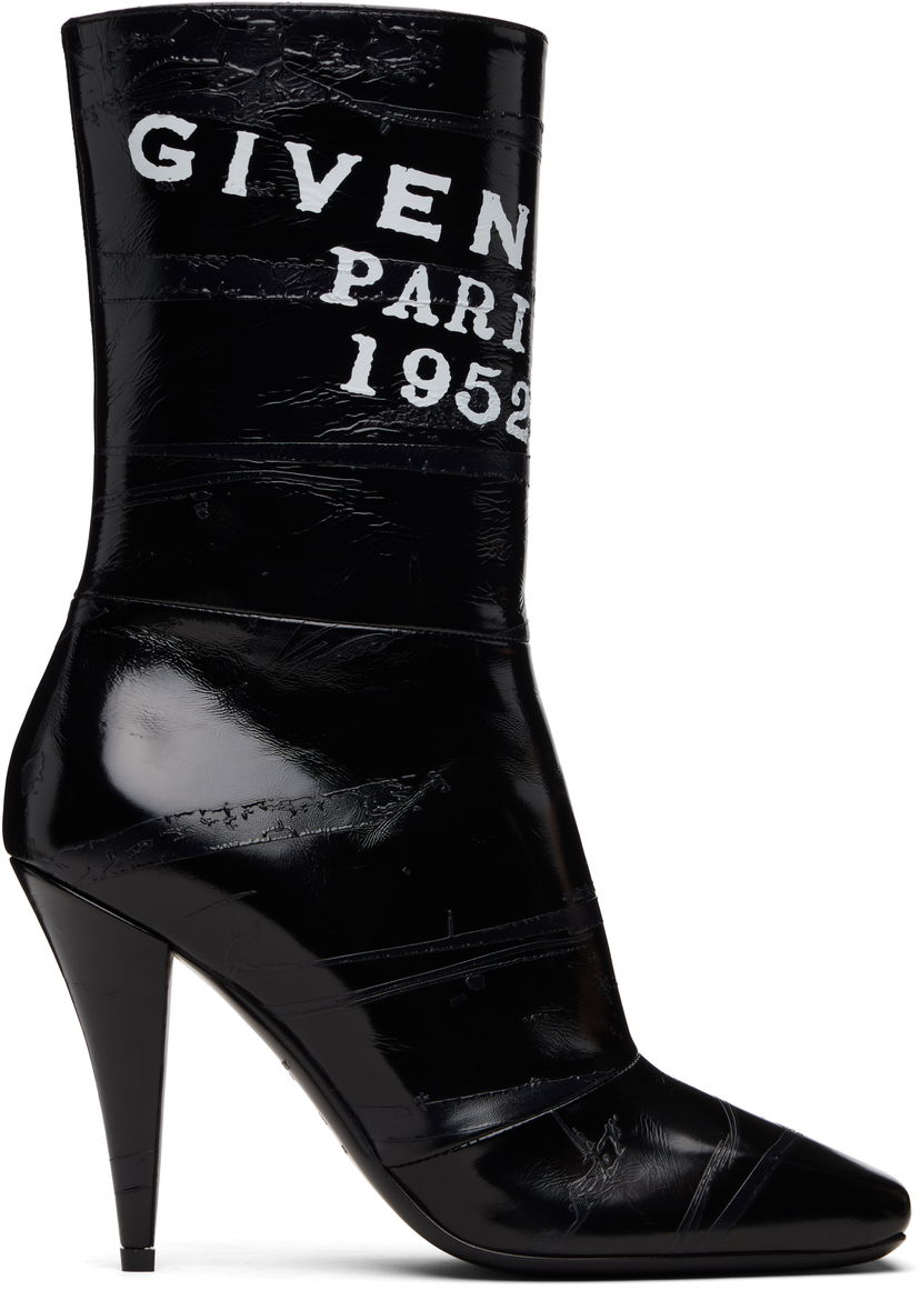 Кецове и обувки Givenchy Givenchy Sliced Square 'GIVENCHY' Tape Boots Черно | BE605FE2FQ001