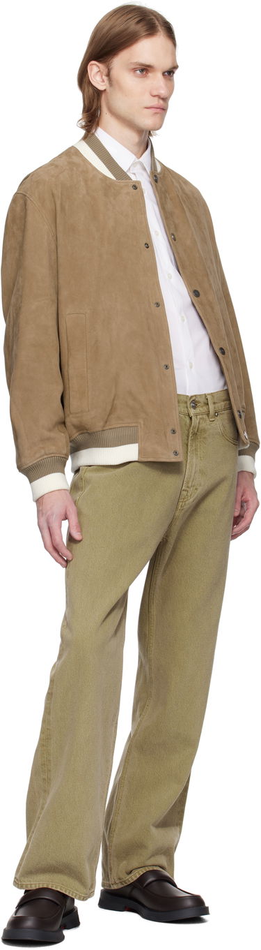 Яке бомбър BOSS HUGO Ribbed-Trim Suede Bomber Jacket Кафяво | 50534326, 3