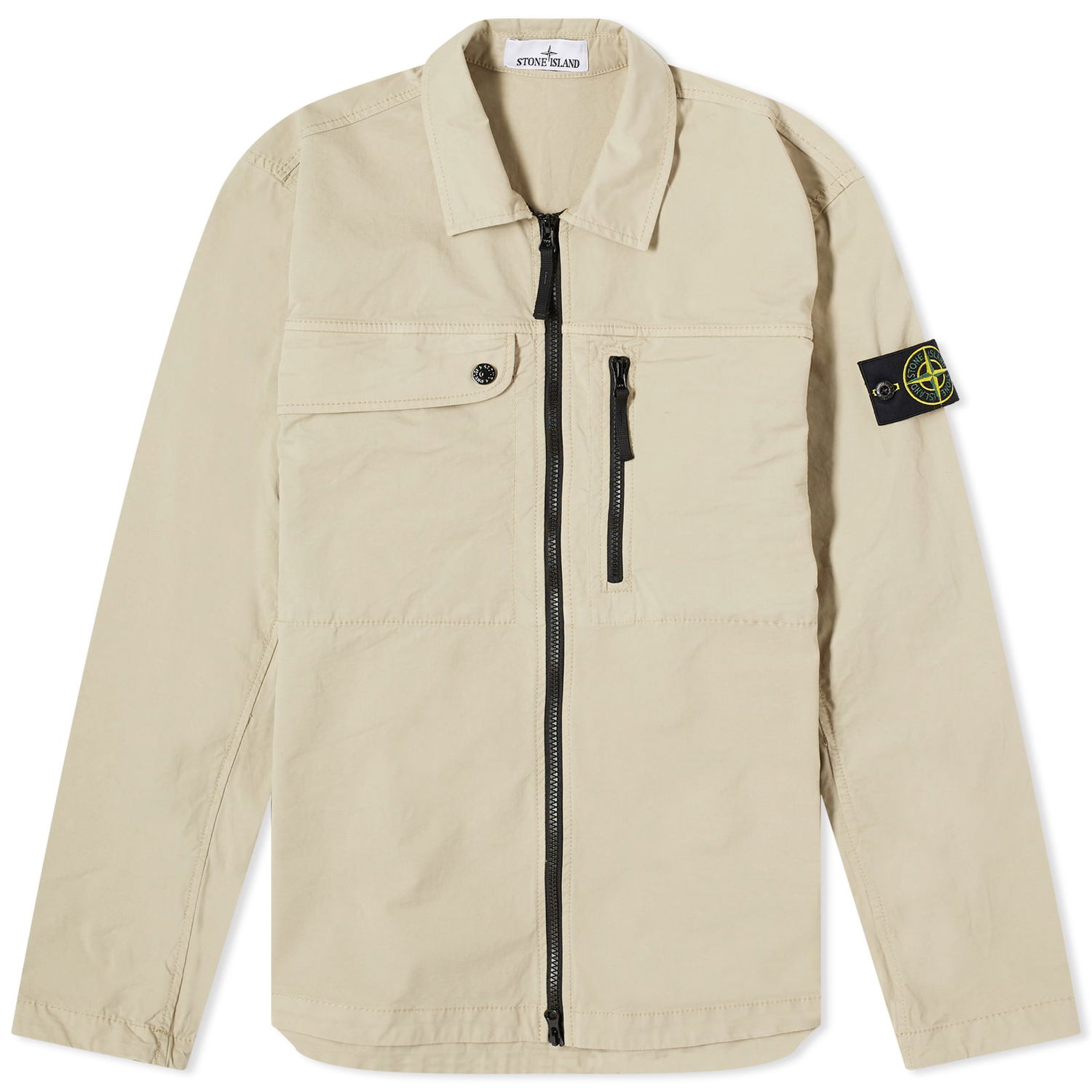 Яке Stone Island Supima Cotton Twill Stretch-TC Zip Shirt Jacket Бежово | 801510210-V0095, 0