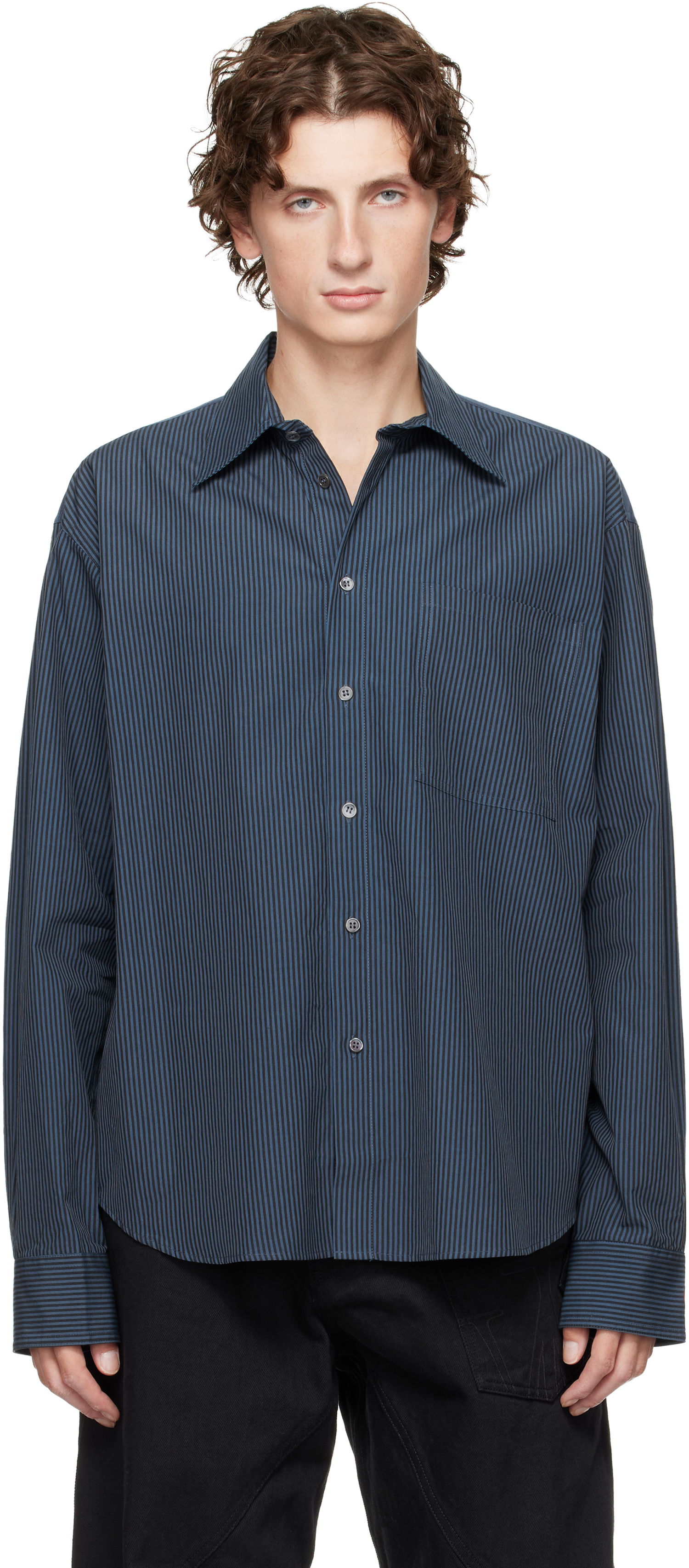 Риза JW Anderson Vertical Striped Long Sleeve Shirt Синьо | SH0370-PG1414, 0
