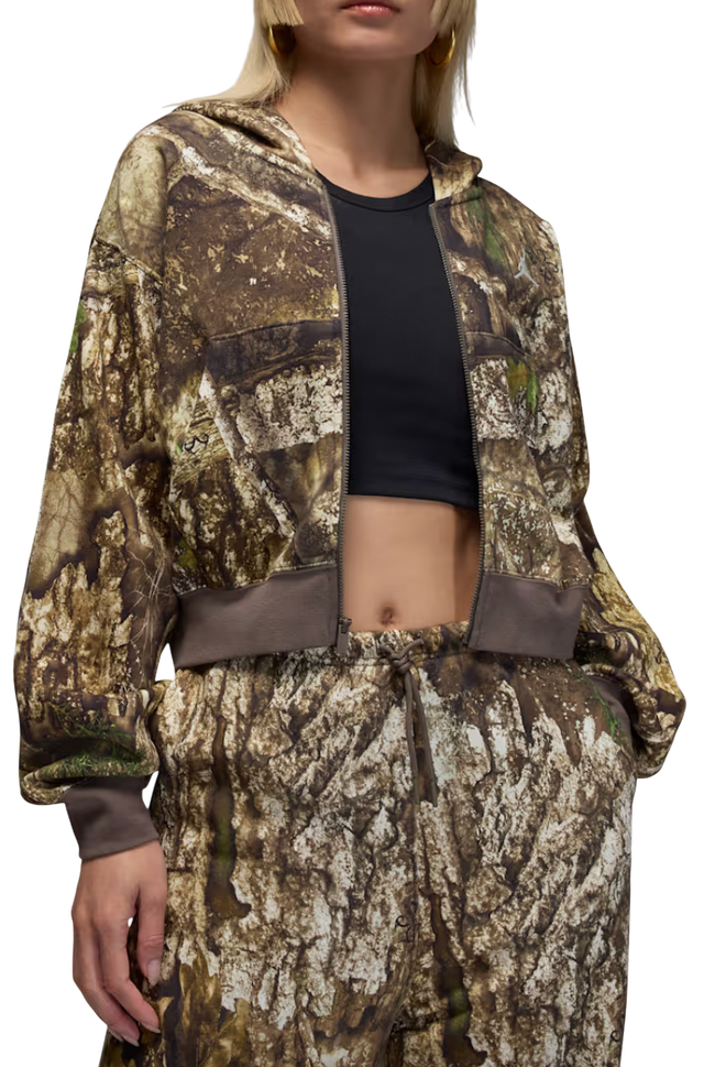 Jordan Brooklyn Fleece Crop Hooded Camouflage Jacket