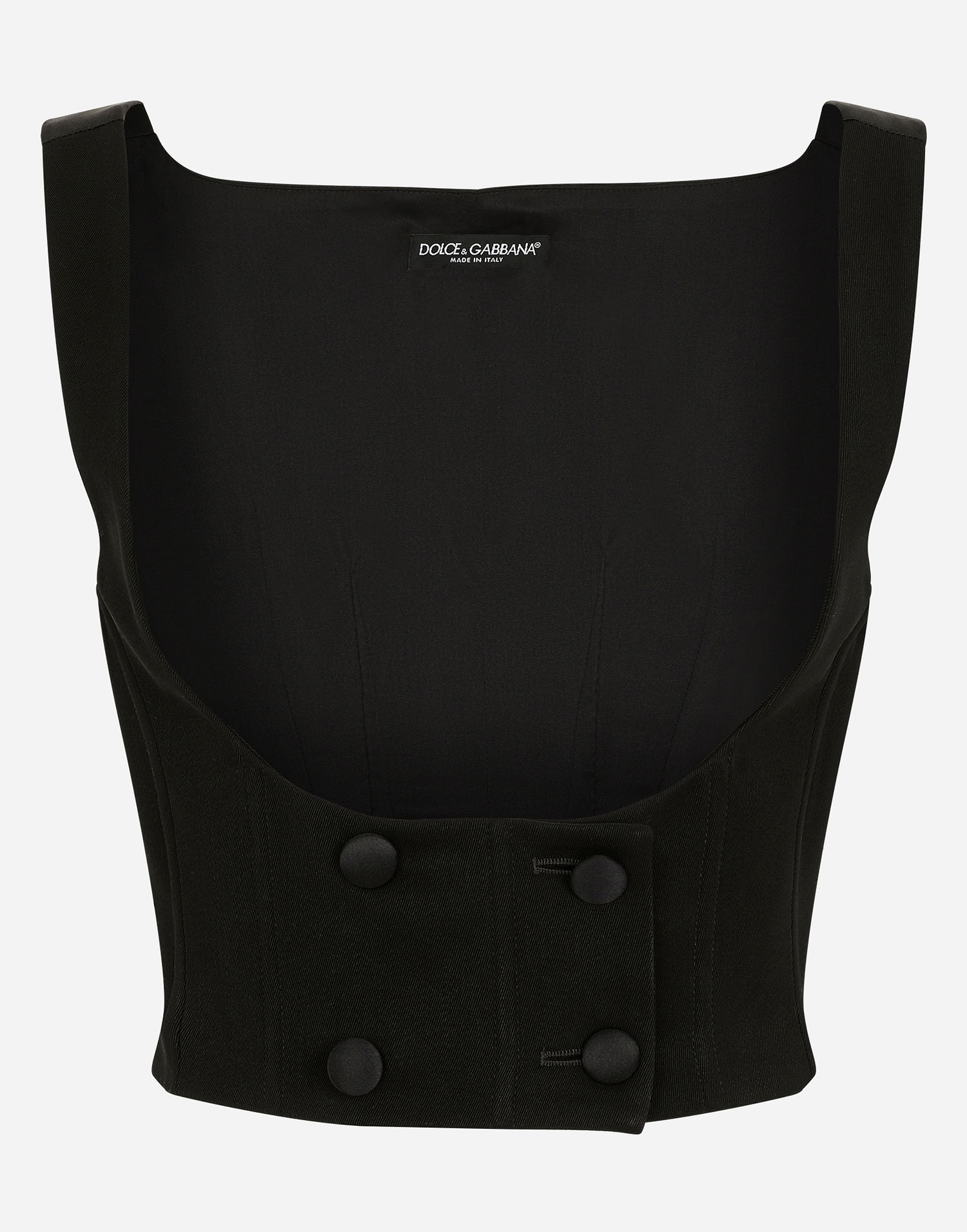 Съкратен топ Dolce & Gabbana Square-Neck Double-Breasted Bustier Top Черно | F791FTFU28JN0000, 0