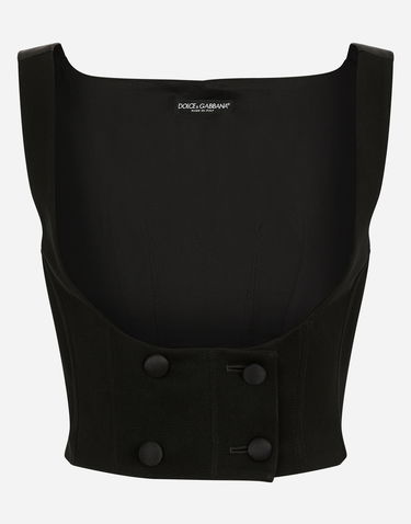 Съкратен топ Dolce & Gabbana Square-Neck Double-Breasted Bustier Top Черно | F791FTFU28JN0000, 0