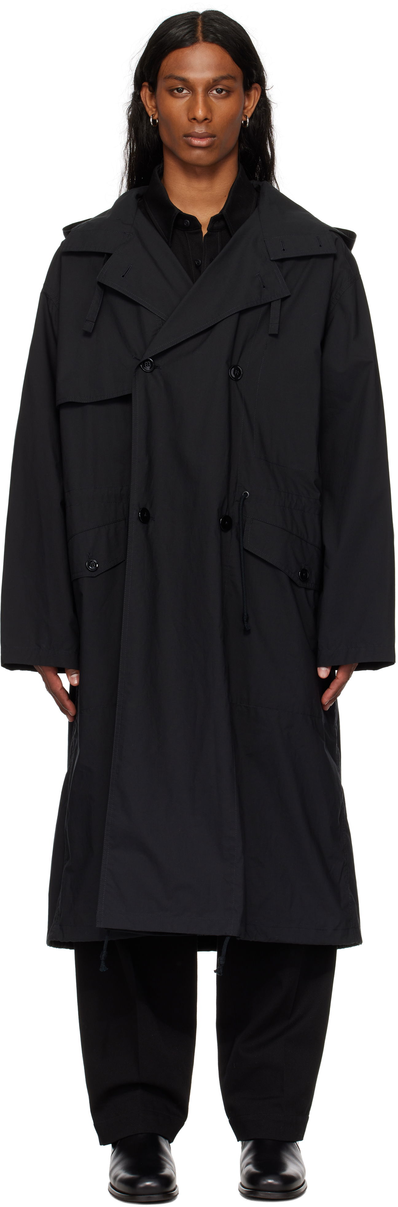 Дъждобран LEMAIRE LEMAIRE Light Hooded Trench Coat Черно | CO1096 LF1371, 0