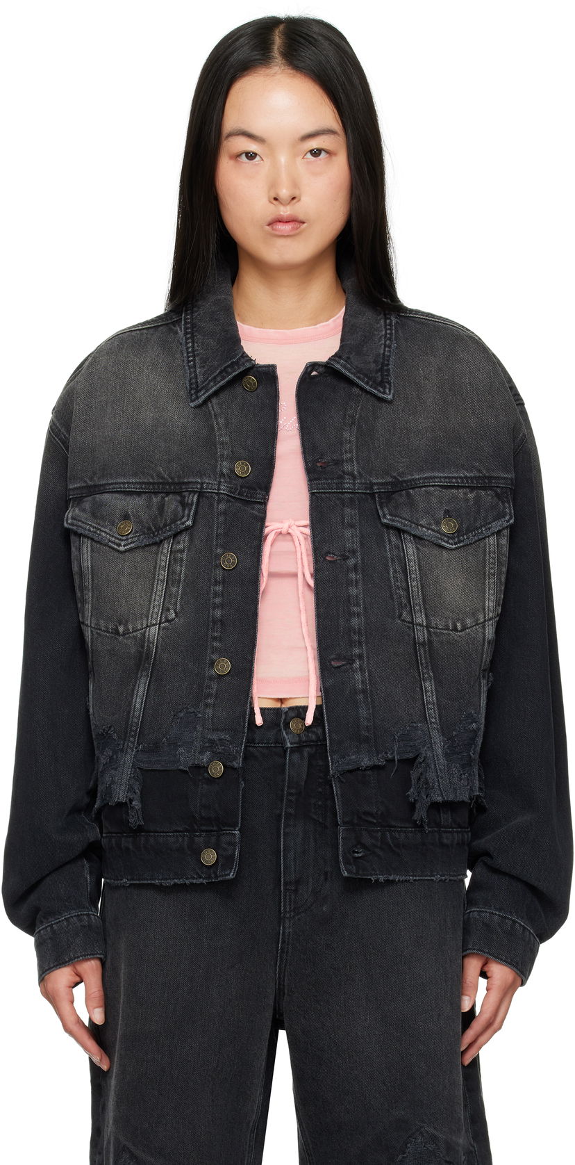 Яке GUESS Distressed Denim Jacket Черно | M4BN50D57F3