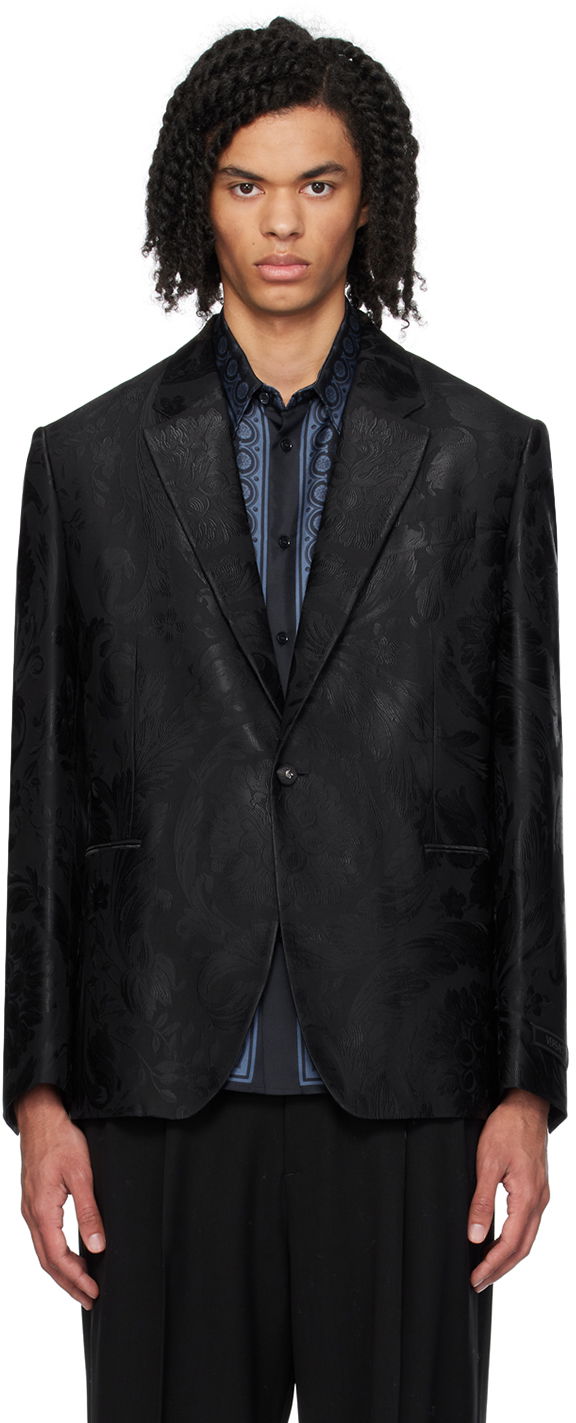 Облекло Versace Black Jacquard Blazer Черно | 1013884_1A09810