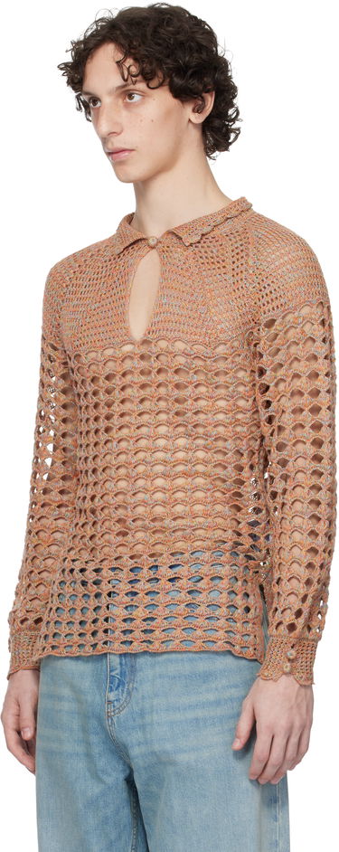 Пуловер Valentino Valentino Cotton & Linen Knit Polo Sweater Оранжево
 | 6V0KC34AAUTAH2, 3