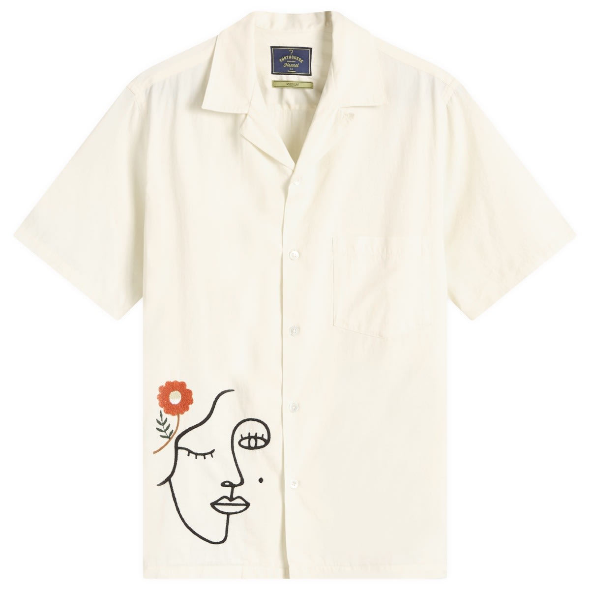 Риза Portuguese Flannel Embroidery Face Vacation Shirt Бяло | SS25-038-OFW, 0