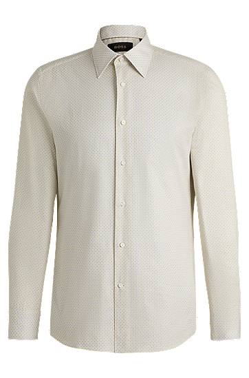 Риза BOSS BOSS Slim-Fit Printed Cotton Shirt Бежово | 50541281, 0