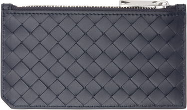 Портфейл Bottega Veneta Intrecciato Zipped Card Holder Синьо | 805827V4LQ14028, 0