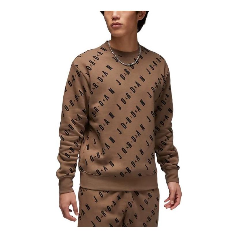 Пуловер Jordan Fleece Sweatshirt With All-Over Logo Print Кафяво | DX9174-274