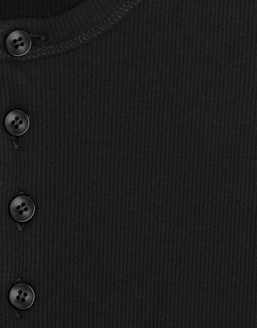 Тениска Dolce & Gabbana Ribbed Cotton Short-Sleeve Henley T-Shirt 50 Черно | G8QX6TFU7AVN0000, 2