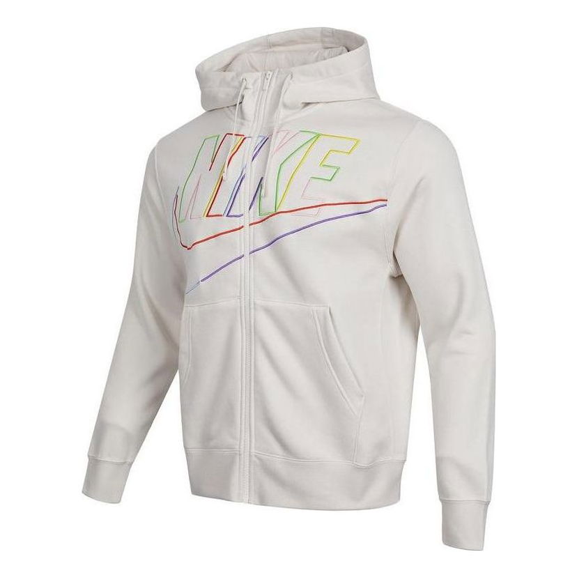 Суитчър Nike Club Fleece Logo Full-Zip Hoodie Бяло | DX0536-030