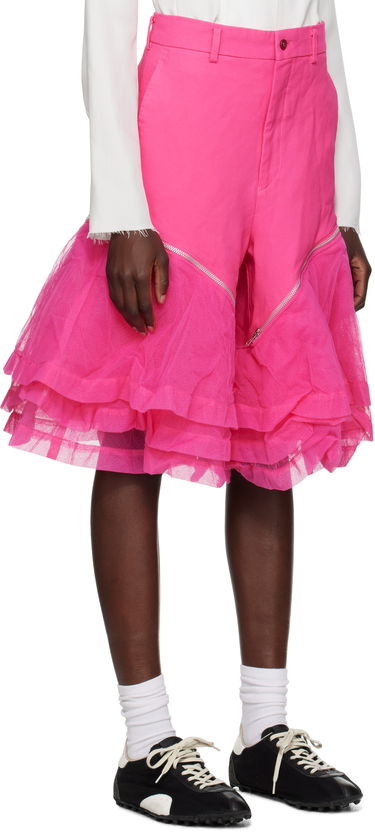 Къси панталони Comme des Garçons Comme des Garçons Homme Plus Gabardine and Nylon Tulle Shorts Розово | PO-P010-051, 1