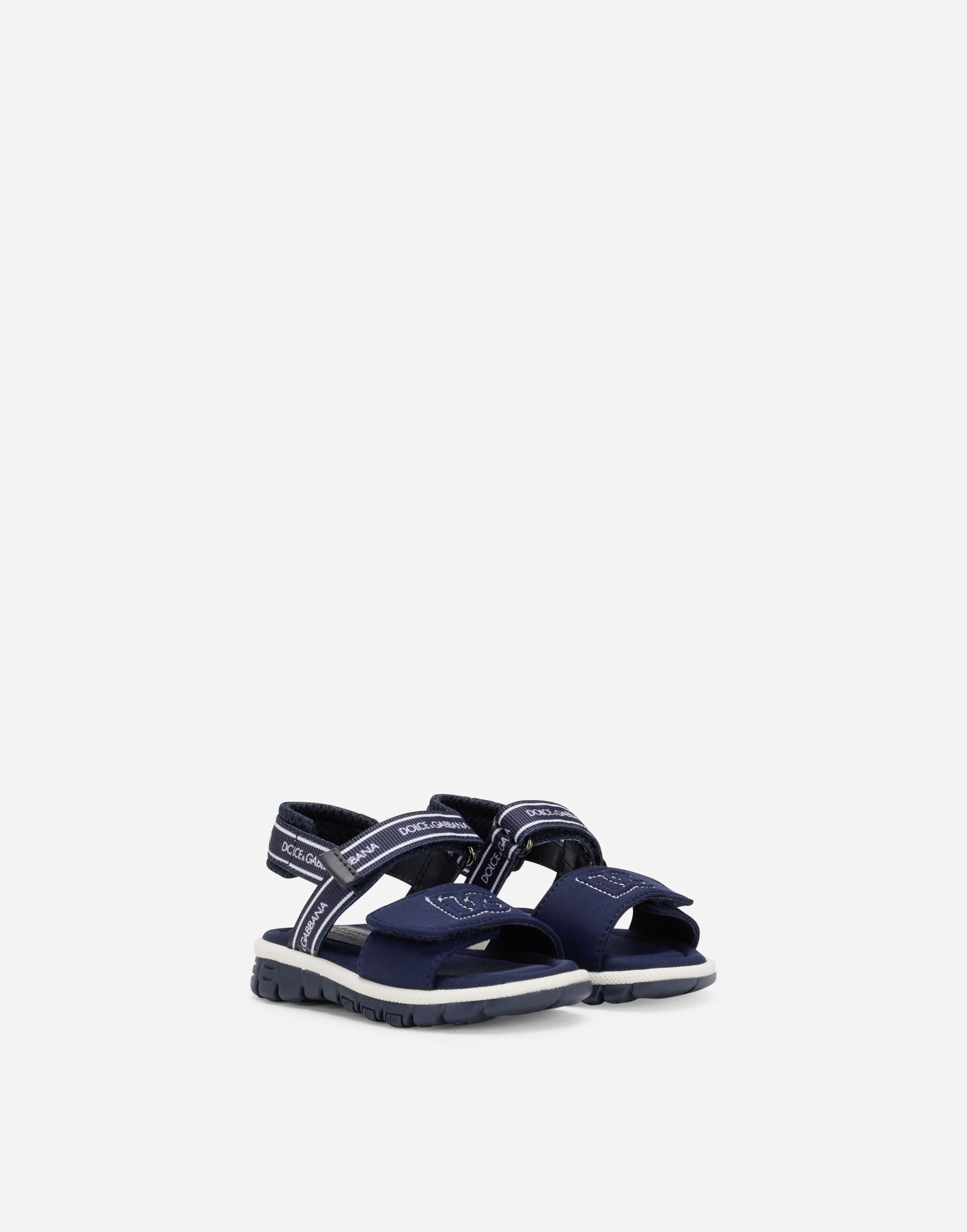 Кецове и обувки Dolce & Gabbana Technical Fabric Sandals With DG Logo For First Steps Тъмно синьо | DL0068AY2338D600, 1