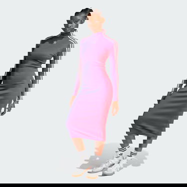 Pокля adidas Performance Ribbed Long Sleeve Fitted Dress Лилаво | JW9745, 0