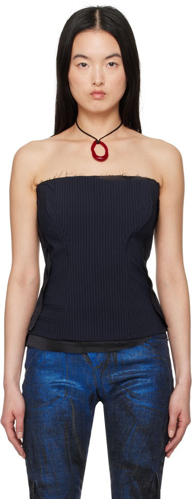 Съкратен топ Ottolinger Ottolinger Pinstripe Corsage Top Черно | 12310302301, 0