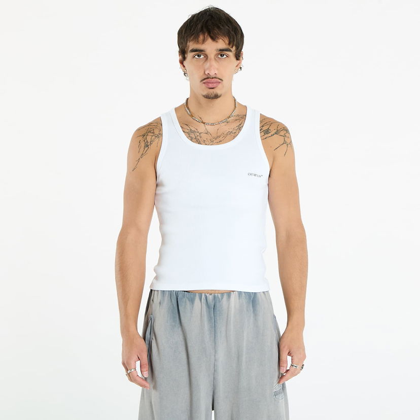 Потник Off-White Off-White Bookish Rib Tank Top Бяло | OMUY006C99JER0020110