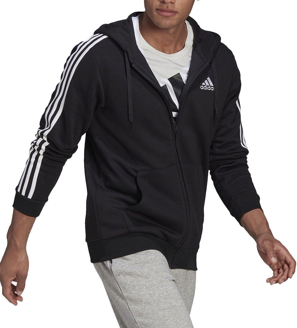 Суитчър adidas Originals 3-Stripes Full Zip Hoodie Черно | b47368, 0