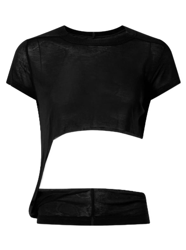 Съкратен топ Rick Owens Cropped Level Tee Черно | RE0003235-JS