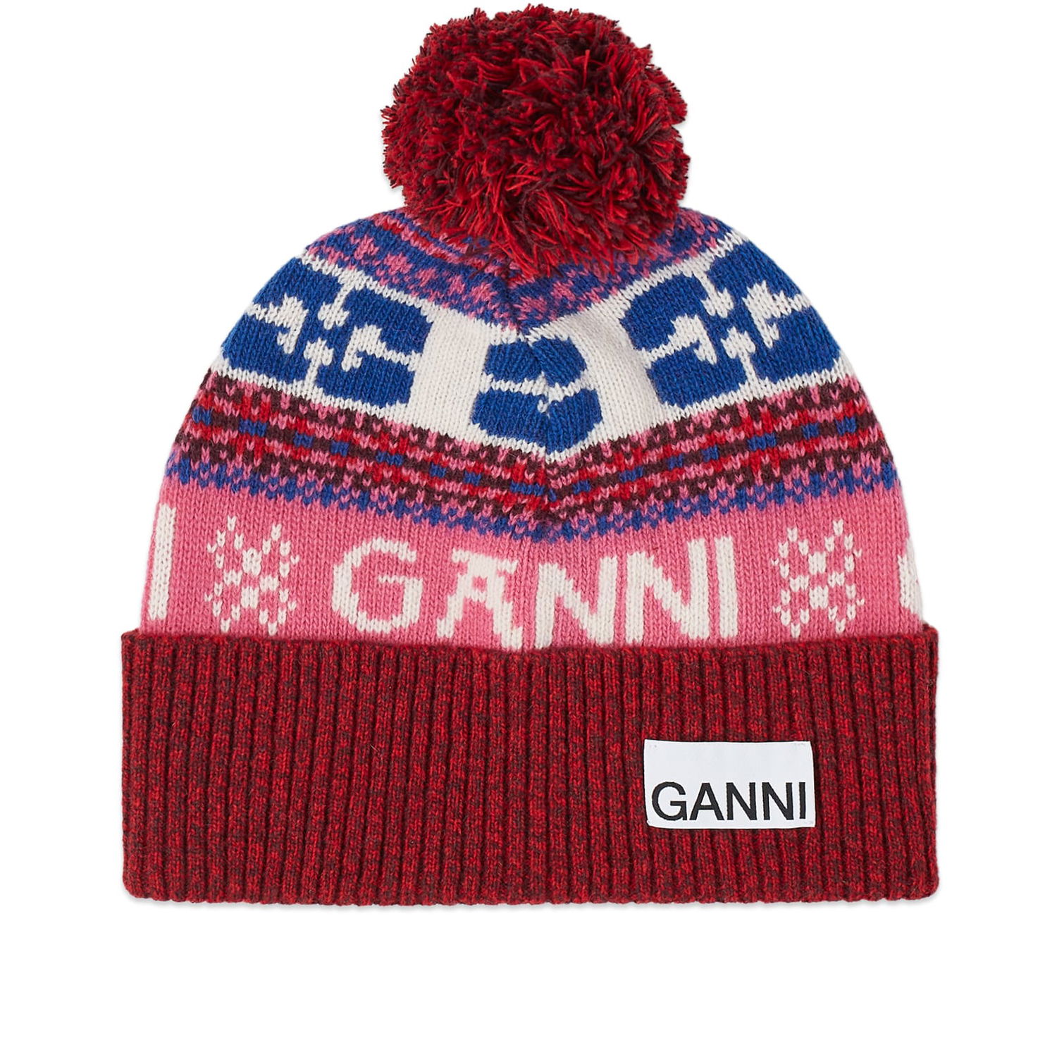 Шапка GANNI Graphic Wool Beanie Розово | A5622-999, 0