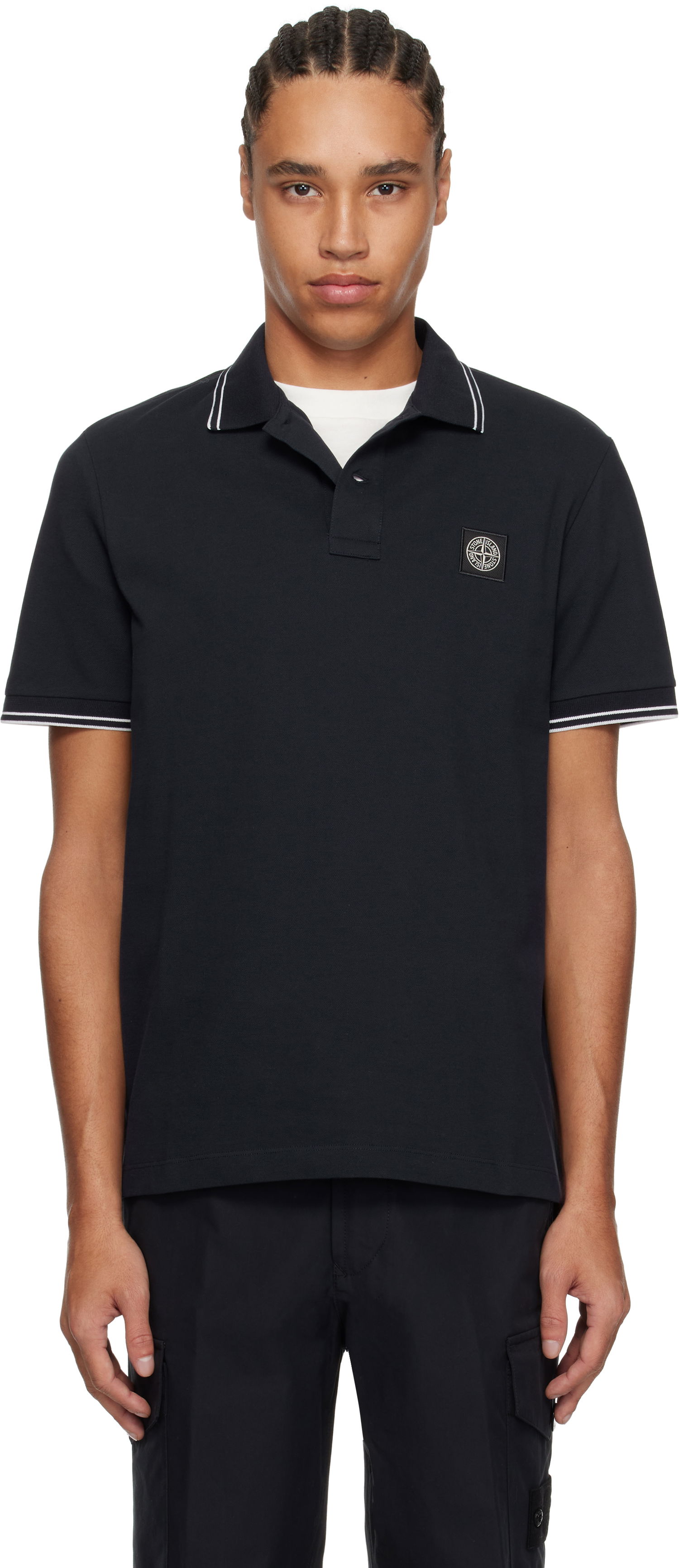 Поло тениска Stone Island Stone Island Organic Cotton Elastane Piqué Polo Тъмно синьо | K1S1522002SCS0018, 0