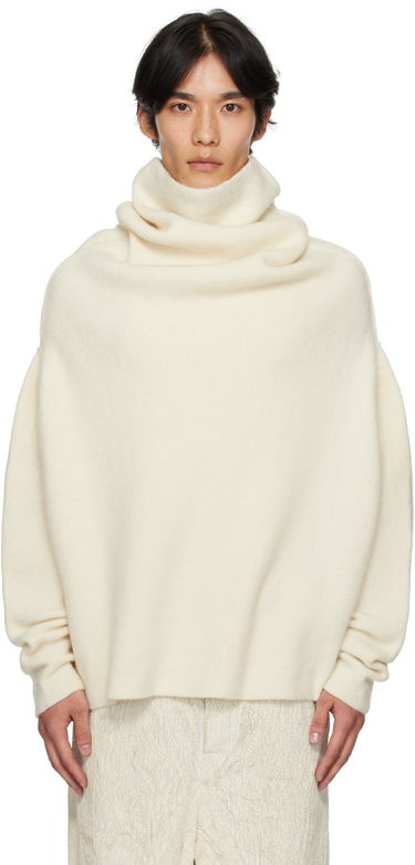 Пуловер Rick Owens Rick Owens Concordians Shroud Cowl Neck Sweater Бяло | RU02E1692 KWP, 0