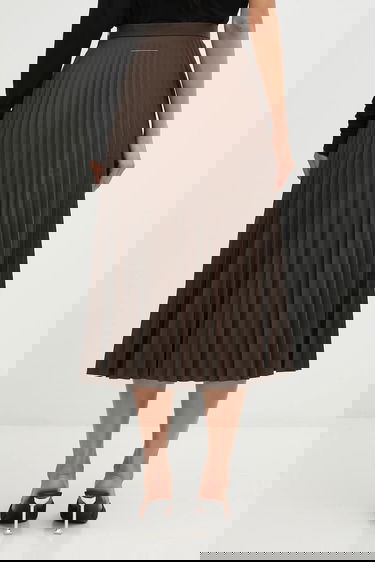 Пола Maison Margiela MM6 Maison Margiela Pleated Midi A-line Skirt Кафяво | S62MA0096.M35609.143, 2