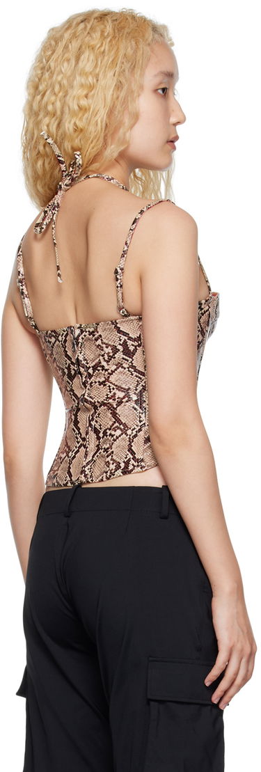 Съкратен топ Miaou Miaou Aphex Snakeskin Print Halter Tank Top Кафяво | 7046-CL-BPY-PU, 2