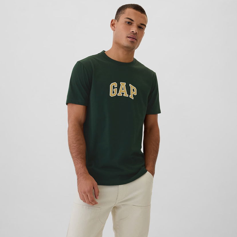 Тениска GAP T-shirt Logo New Arch Tee Essex Green XS Черно | 570044-29