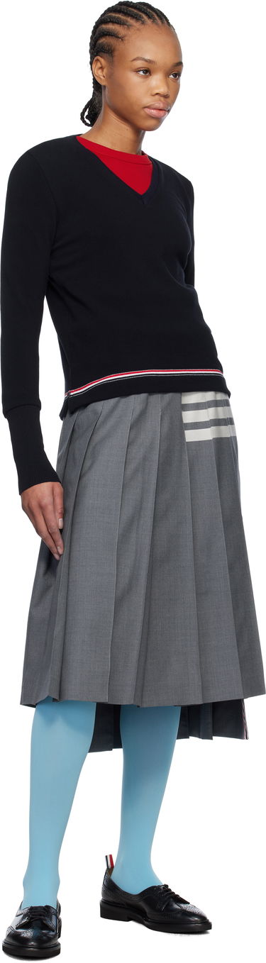 Пуловер Thom Browne Thom Browne Cotton Pique V-Neck Sweater Тъмно синьо | FJS194A-J0185, 3