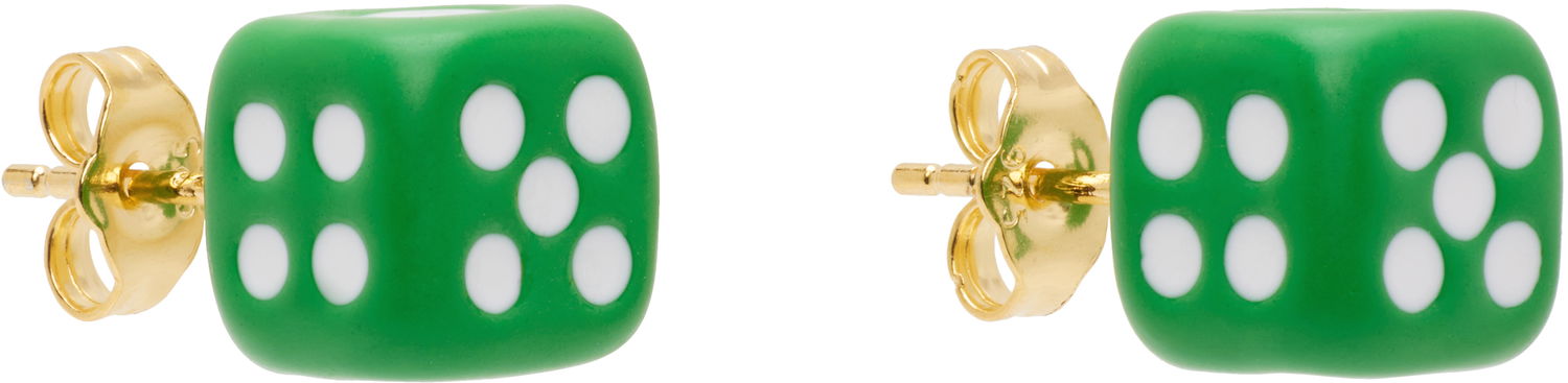 Обеци VEERT VEERT 'The Enamel Dice' Earrings Зелено | OR03GREEN, 1