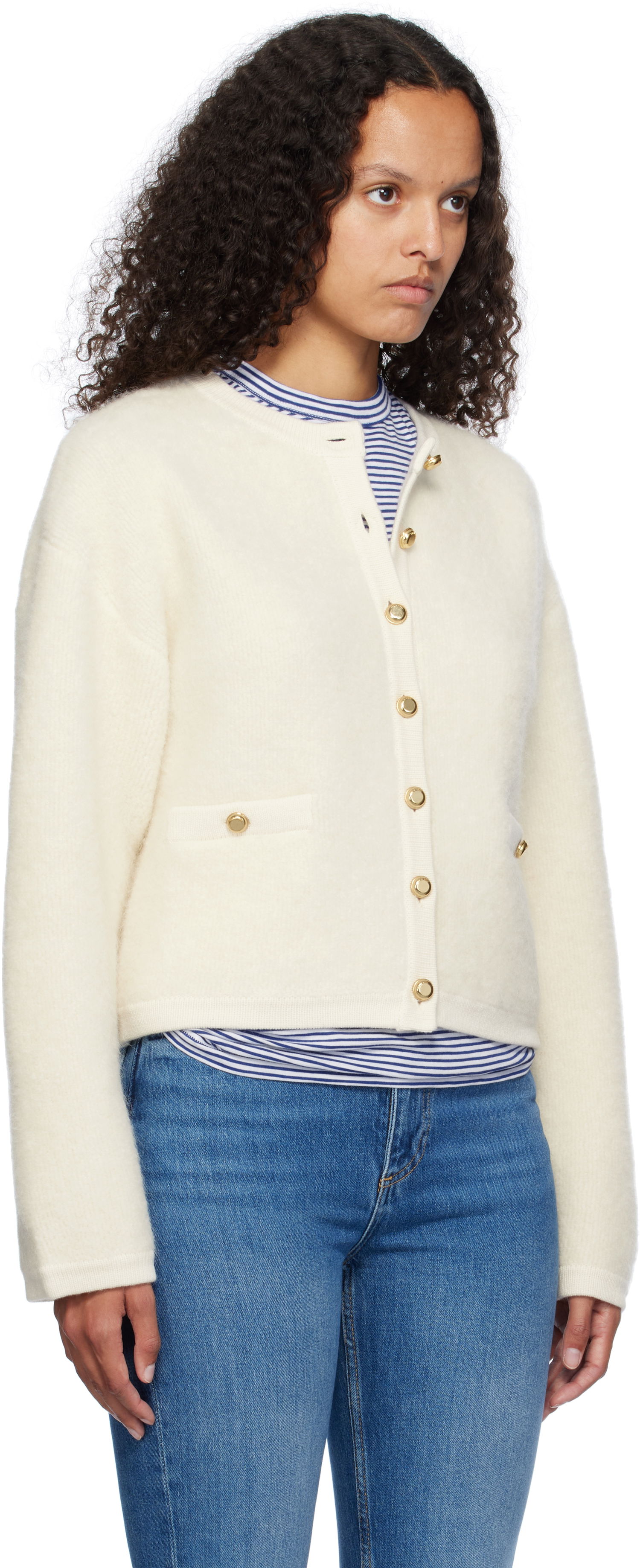 Пуловер rag & bone rag & bone Kaia Boucle Cardigan Бяло | WAS24F047AA47, 1