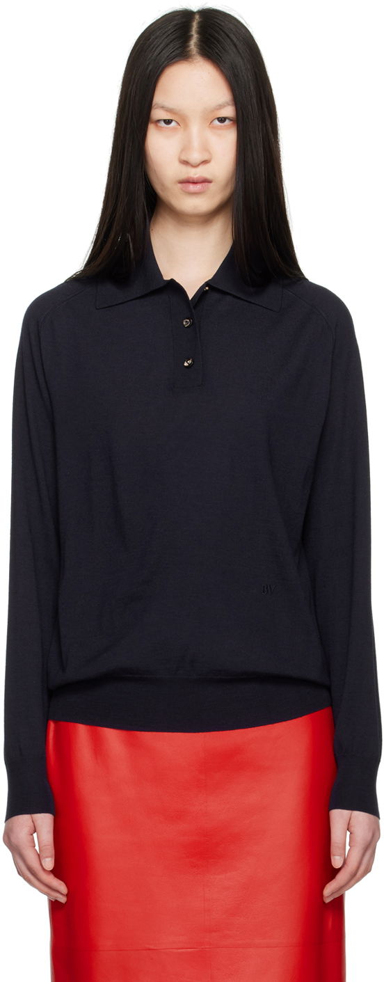 Поло тениска Bottega Veneta Polo With Exposed Seam Тъмно синьо | 792419 V4BF0, 0