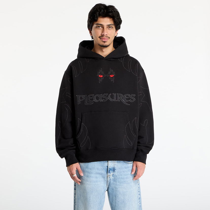 Суитчър Pleasures Afterlife Red Eyes Embroidered Outline Hoodie Черно | P25F025-BLACK